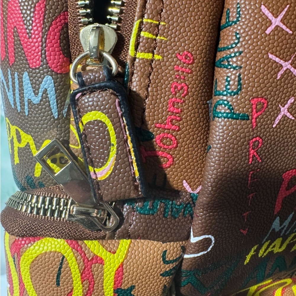 Alba Mini Backpack – NWT – Burnt Orange Graffiti Print - Picture 3 of 16